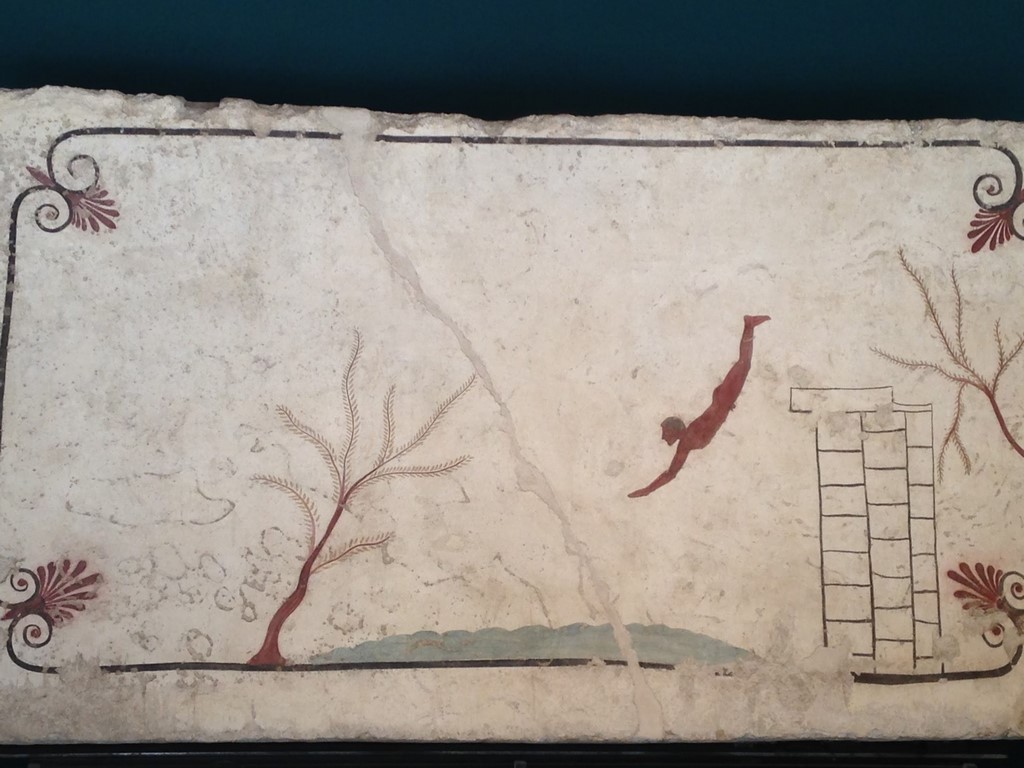 Etruscan fresco at the ruins of Paesteum 
